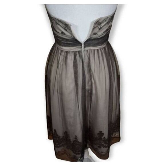 DAVID'S BRIDAL BLACK & NUDE STRAPLESS TULLE DRESS W/CAVIAR BEADING SZ.2 EUC - Picture 9 of 11